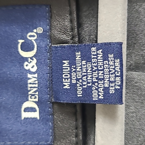 Denim & Co. Black Leather Blazer Jacket Size Medium - Picture 4 of 9